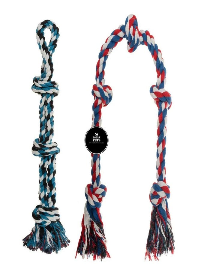 Eagle Pets Dog Rope Toys for Medium to Large Dogs (24-Inch + 49-Inch) - 2 Pack Interactive Aggressive Chew Toys Set - Durable Teething Toys for Tug of War, 100% Cotton (Color May Vary) - Image 1